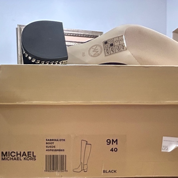 Michael Kors Sabrina  Black Suede Leather Boots, Size 9 M - Picture 14 of 16